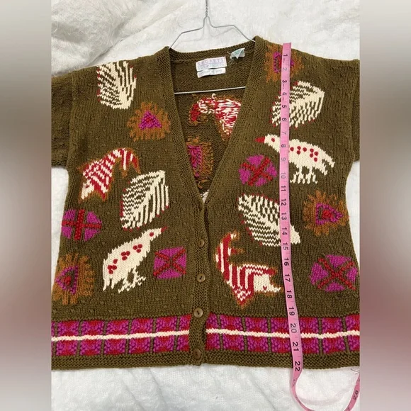 Vintage segrets sun prinst knitted by hand cardigan Sweater Size S - Picture 3 of 14
